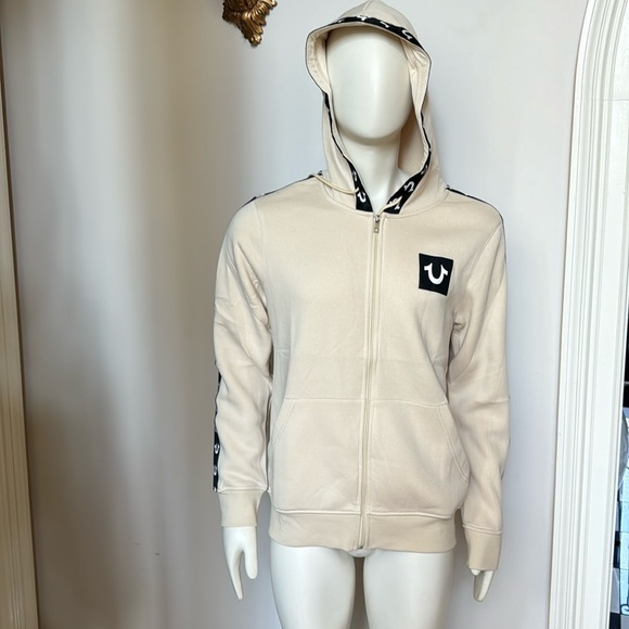 True Religion HS TAPING ZIP HOODIE. Color: FOG - Picture 1 of 6